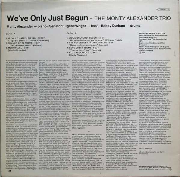 The Monty Alexander Trio - We've Only Just Begun = No Hemos Hecho Más Que Empezar (LP, Album, RE) (Very Good Plus (VG+)) - Image 2