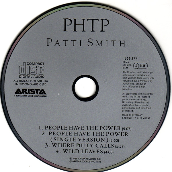 Patti Smith - People Have The Power (CD, Single) (Near Mint (NM or M-)) - Image 2