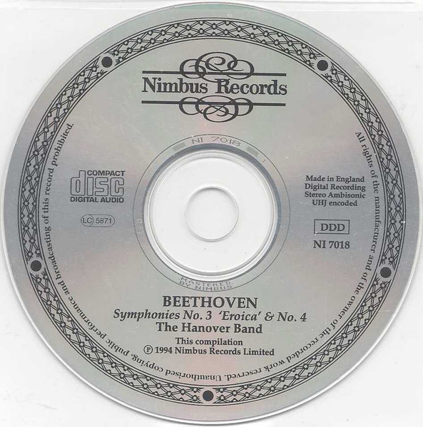 Ludwig van Beethoven, Hanover Band - Symphonies No. 3 'Eroica' & No. 4 (CD, Comp, Amb) (Mint (M)) - Image 5