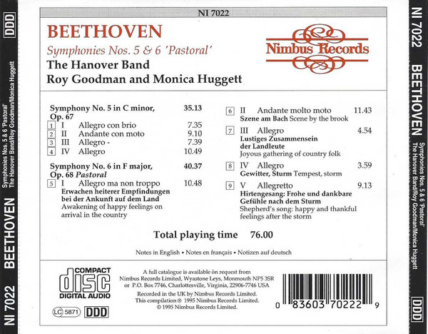 Ludwig van Beethoven, Hanover Band - Symphonies Nos. 5 & 6 'Pastoral' (CD, Comp, Amb) (Mint (M)) - Image 4