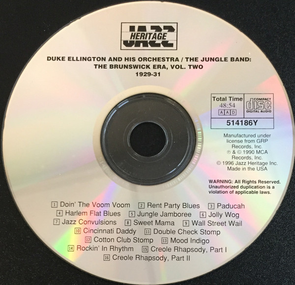 Duke Ellington And His Orchestra - The Jungle Band: The Brunswick Era - Volume Two, 1929-31 (CD, Comp, RE) (Near Mint (NM or M-)) - Image 3
