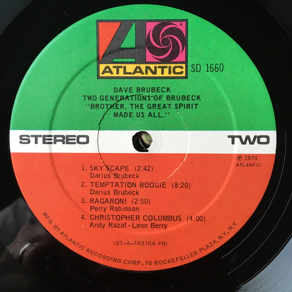 Dave Brubeck - Two Generations Of Brubeck " Brother, The Great Spirit Made Us All". (LP, PR) (Very Good Plus (VG+)) - Image 4