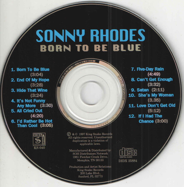 Sonny Rhodes - Born To Be Blue (CD, Album) (Near Mint (NM or M-)) - Image 3