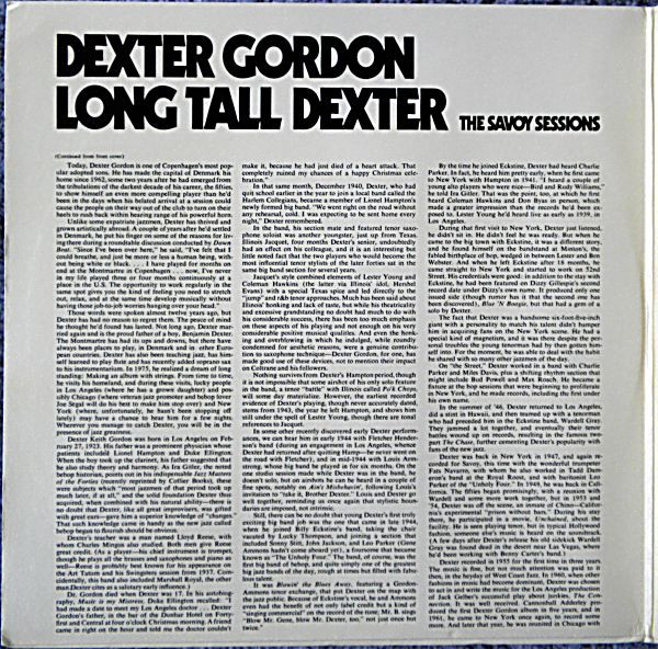 Dexter Gordon - Long Tall Dexter (2xLP, Comp) (Very Good Plus (VG+)) - Image 2