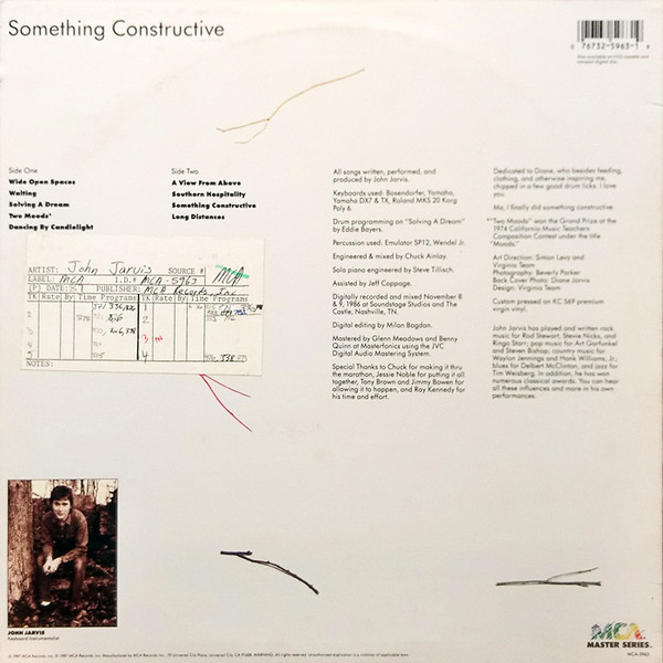 John Jarvis - Something Constructive (LP, Album) (Near Mint (NM or M-)) - Image 2