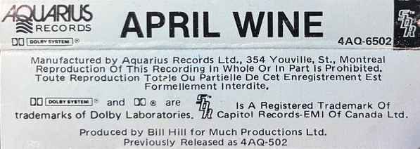 April Wine - April Wine (Cass, Album, RE) (Near Mint (NM or M-)) - Image 2