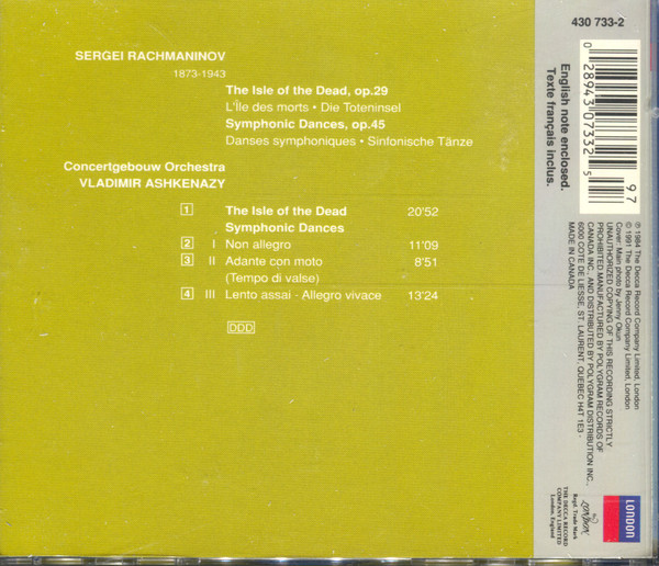 Rachmaninov* - Concertgebouw Orchestra*, Vladimir Ashkenazy - Isle Of The Dead / Symphonic Dances (CD, Album, RE) (Near Mint (NM or M-)) - Image 2
