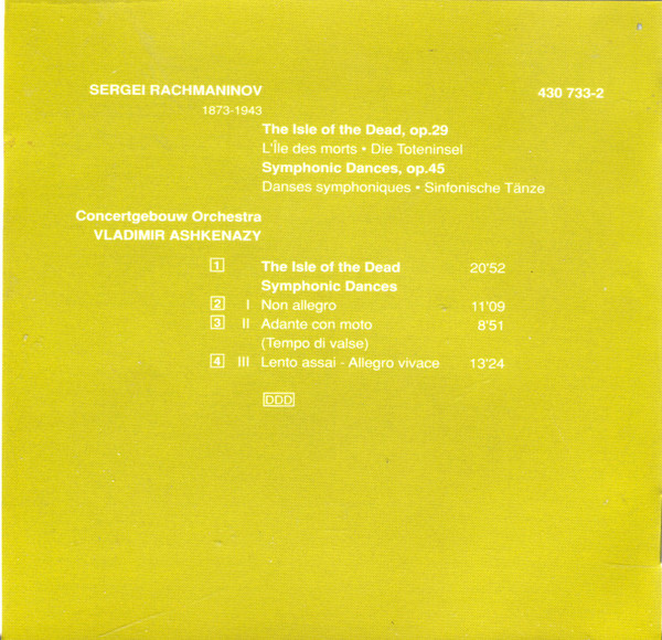 Rachmaninov* - Concertgebouw Orchestra*, Vladimir Ashkenazy - Isle Of The Dead / Symphonic Dances (CD, Album, RE) (Near Mint (NM or M-)) - Image 4