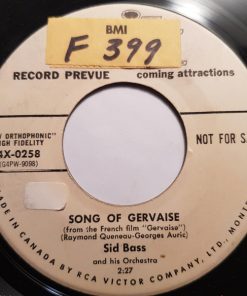 Sid Bass And His Orchestra - Song Of Gervaise / The Street Musician (7", Promo) (Near Mint (NM or M-))