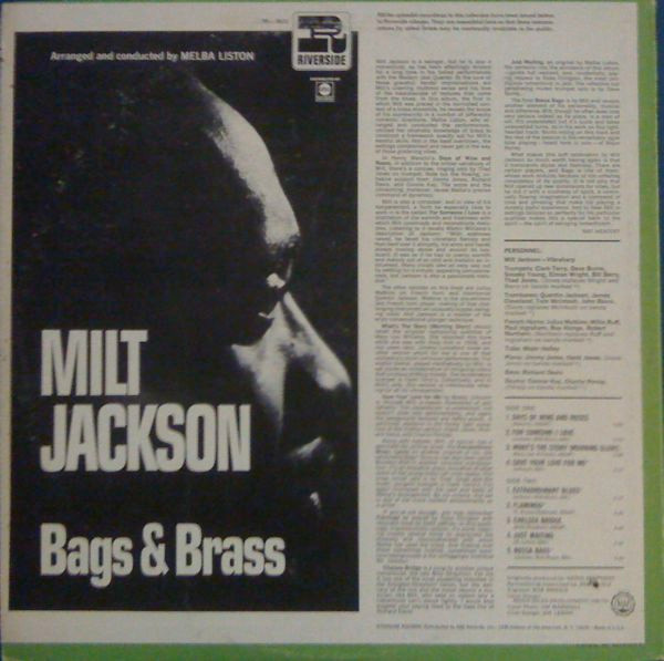 Milt Jackson - Bags & Brass (LP, Album, RE) (Near Mint (NM or M-)) - Image 2