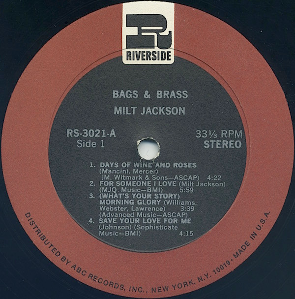 Milt Jackson - Bags & Brass (LP, Album, RE) (Near Mint (NM or M-)) - Image 3