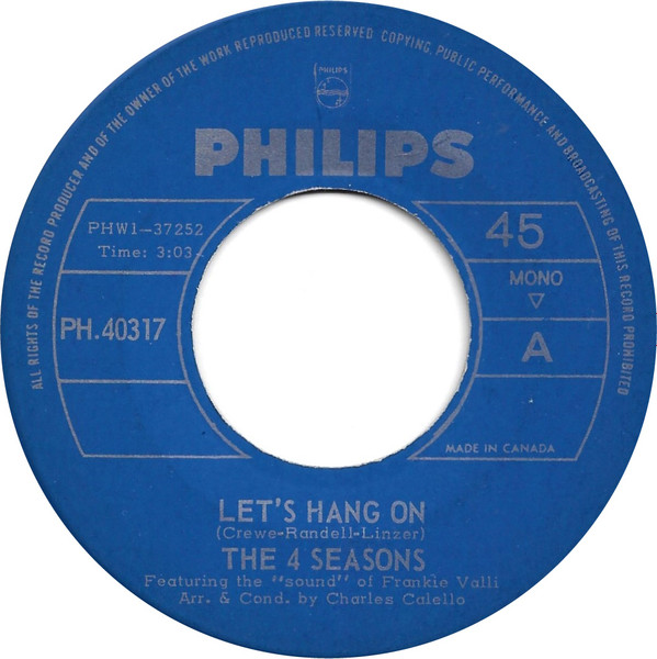The 4 Seasons* - Let's Hang On (7", Mono) (Very Good (VG))