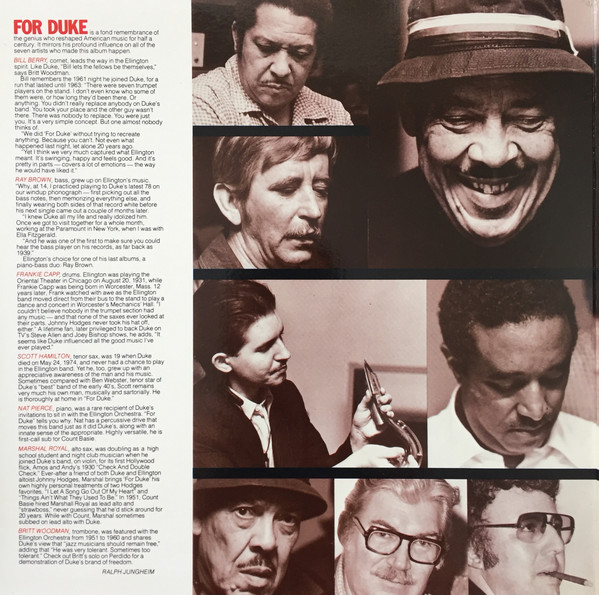 Bill Berry And His Ellington All-Stars* - For Duke (LP, Album, Ltd, Gat) (Very Good Plus (VG+)) - Image 3