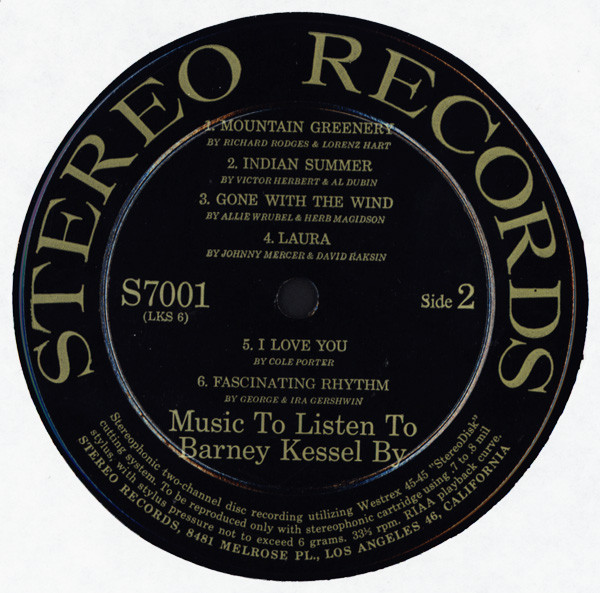 Barney Kessel - Music To Listen To Barney Kessel By (LP, Album, Dee) (Near Mint (NM or M-)) - Image 2