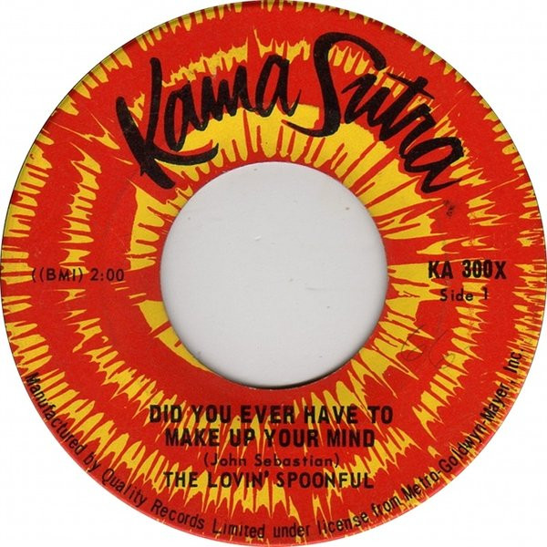 The Lovin' Spoonful - Did You Ever Have To Make Up Your Mind? / Blues In A Bottle (7", Single) (Very Good Plus (VG+))