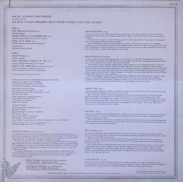 Michel Legrand - Michel Legrand And Friends (LP, Album) (Very Good Plus (VG+)) - Image 2