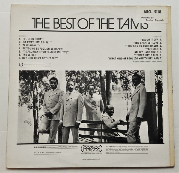 The Tams - The Best Of The Tams (LP, Comp) (Very Good Plus (VG+)) - Image 2