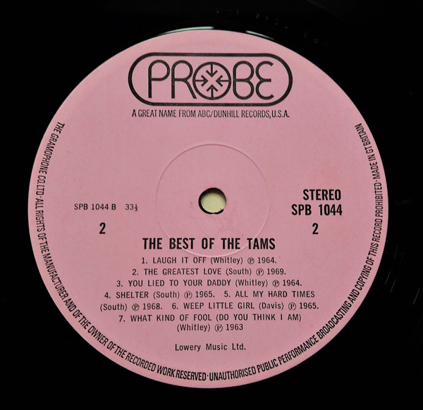 The Tams - The Best Of The Tams (LP, Comp) (Very Good Plus (VG+)) - Image 4