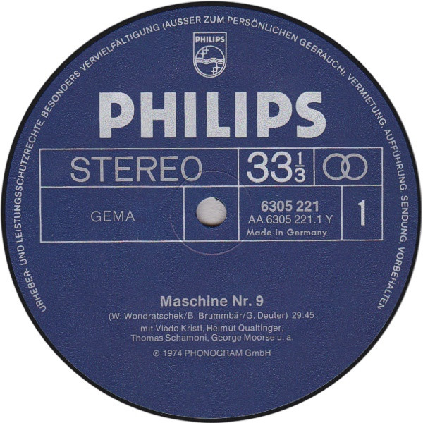 Wolf Wondratschek · Bernd Brummbär · Georg Deuter* - Maschine Nr. 9 (Headmovie) (LP, Album) (Very Good Plus (VG+)) - Image 3