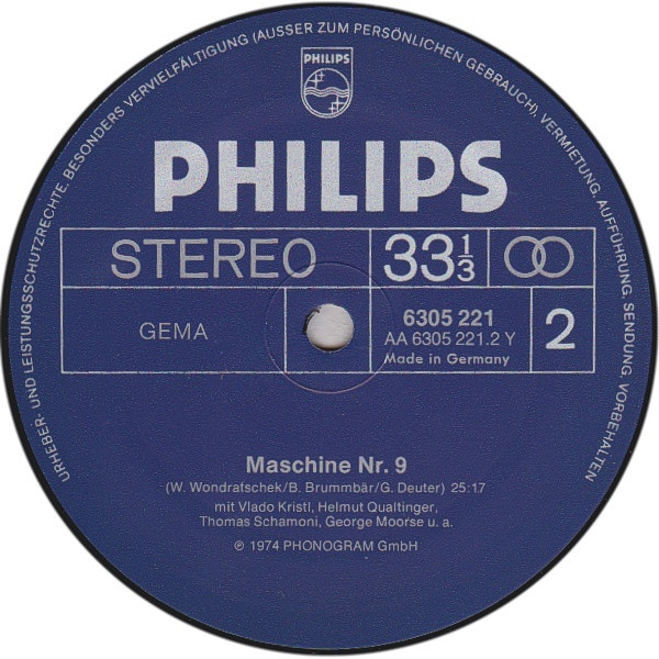 Wolf Wondratschek · Bernd Brummbär · Georg Deuter* - Maschine Nr. 9 (Headmovie) (LP, Album) (Very Good Plus (VG+)) - Image 4