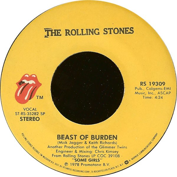 The Rolling Stones - Beast Of Burden (7", SP ) (Near Mint (NM or M-))