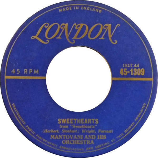 Mantovani And His Orchestra - I'm Falling In Love With Someone / Sweethearts (7", Single) (Near Mint (NM or M-)) - Image 2