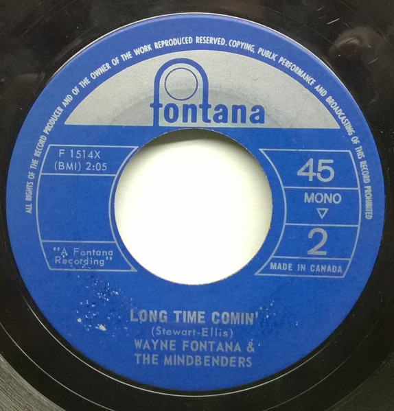 Wayne Fontana & The Mindbenders - It's Just A Little Bit Too Late / Long Time Comin' (7") (Near Mint (NM or M-)) - Image 2