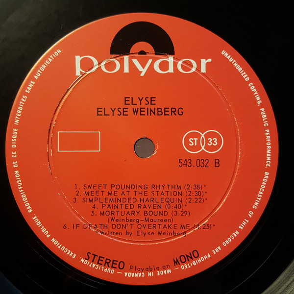 Elyse Weinberg - Elyse (LP, Album) (Very Good Plus (VG+)) - Image 4