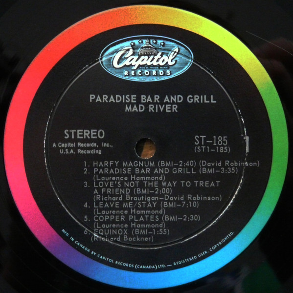 Mad River (2) - Paradise Bar And Grill (LP, Album) (Very Good Plus (VG+)) - Image 3