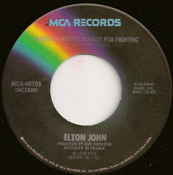 Elton John - Saturday Night's Alright For Fighting (7", Pin) (Near Mint (NM or M-))