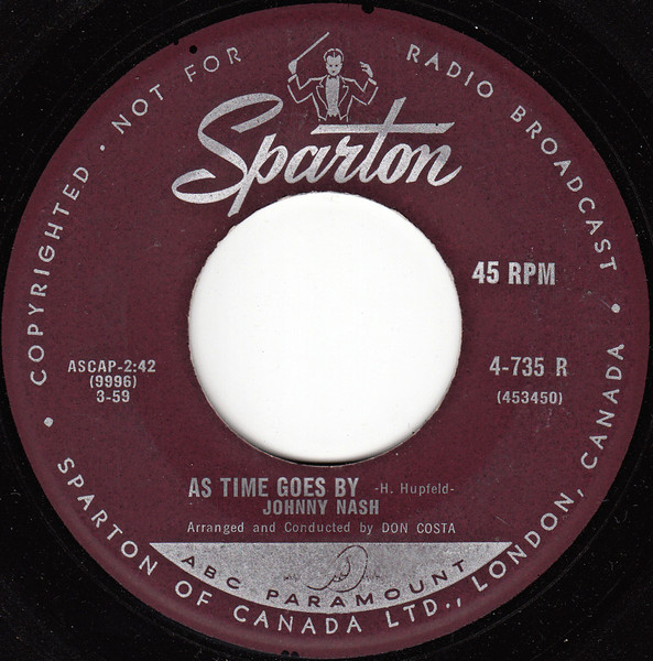 Johnny Nash - As Time Goes By / The Voice Of Love (7", Single) (Near Mint (NM or M-))