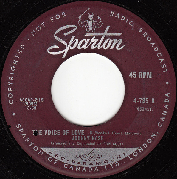 Johnny Nash - As Time Goes By / The Voice Of Love (7", Single) (Near Mint (NM or M-)) - Image 2
