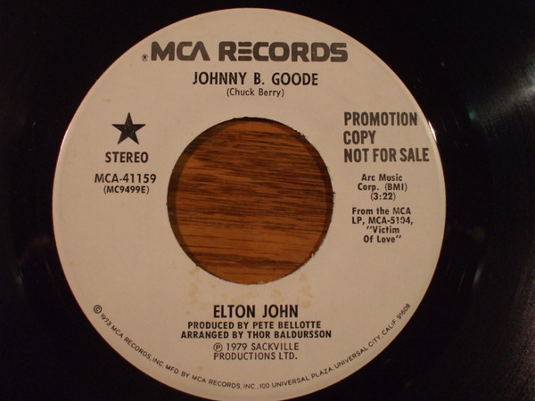 Elton John - Johnny B. Goode (7", Single, Promo) (Near Mint (NM or M-)) - Image 2