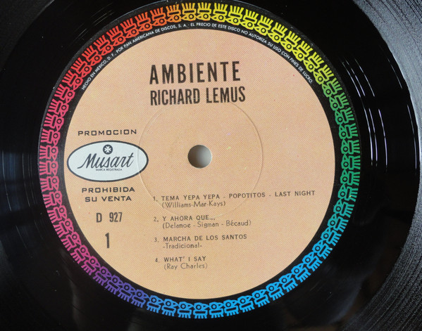 Richard Lemus* - Ambiente (LP, Promo) (Very Good Plus (VG+)) - Image 3