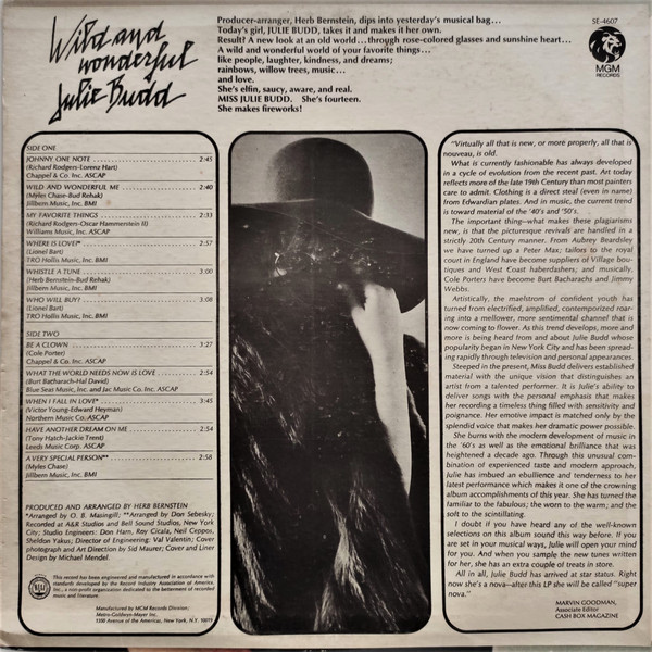 Julie Budd - Wild And Wonderful (LP, Album, Promo) (Very Good (VG)) - Image 2