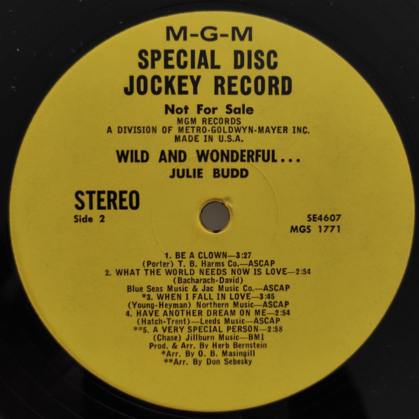 Julie Budd - Wild And Wonderful (LP, Album, Promo) (Very Good (VG)) - Image 4