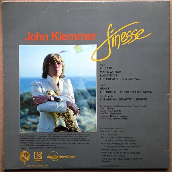 John Klemmer - Finesse (LP, Album) (Very Good Plus (VG+)) - Image 4
