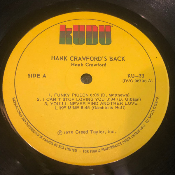 Hank Crawford - Hank Crawford's Back (LP, Album) (Very Good Plus (VG+)) - Image 3