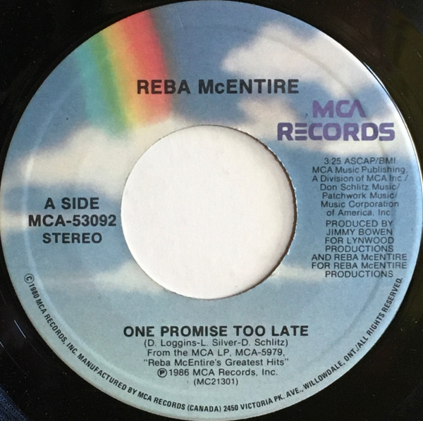 Reba McEntire - One Promise Too Late (7", Single) (Very Good Plus (VG+))