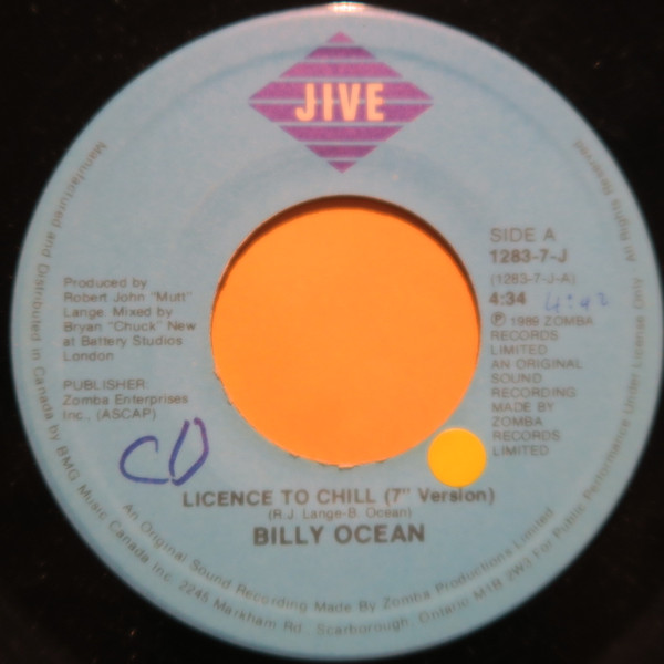 Billy Ocean - Licence To Chill / Pleasure (7") (Very Good (VG)) - Image 3