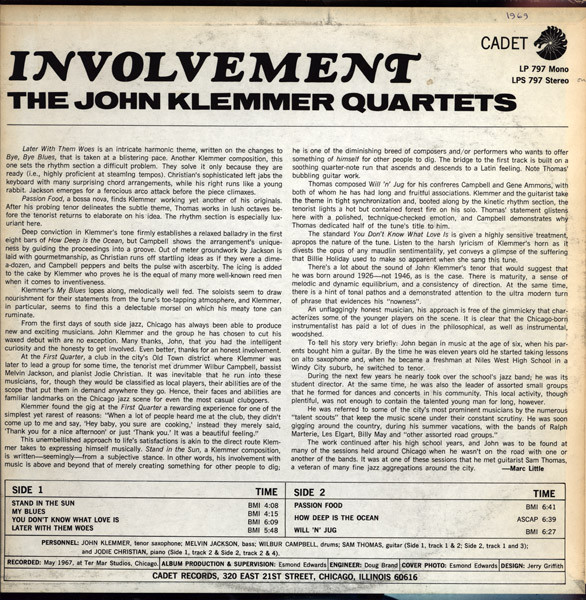 The John Klemmer Quartets - Involvement (LP, Album) (Very Good Plus (VG+)) - Image 2