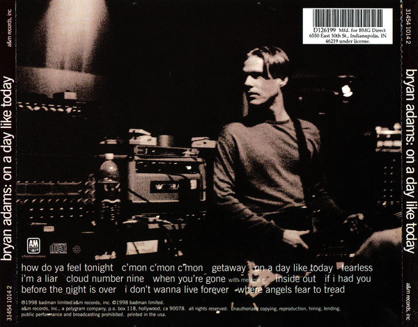 Bryan Adams - On A Day Like Today (CD, Album, Club) (Mint (M)) - Image 2