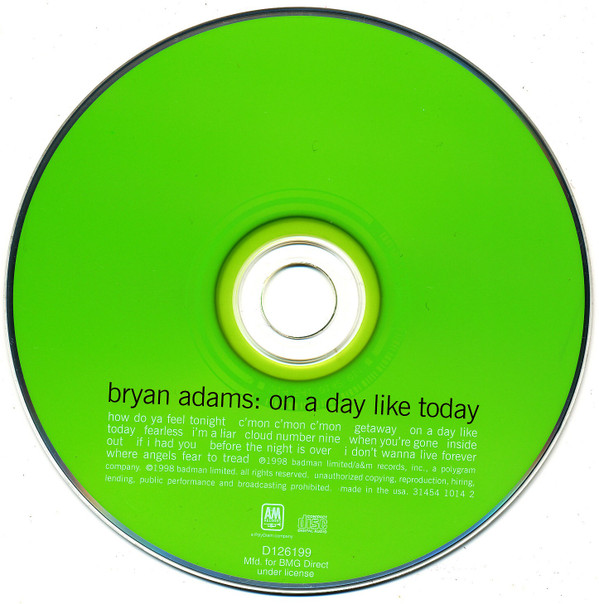 Bryan Adams - On A Day Like Today (CD, Album, Club) (Mint (M)) - Image 3