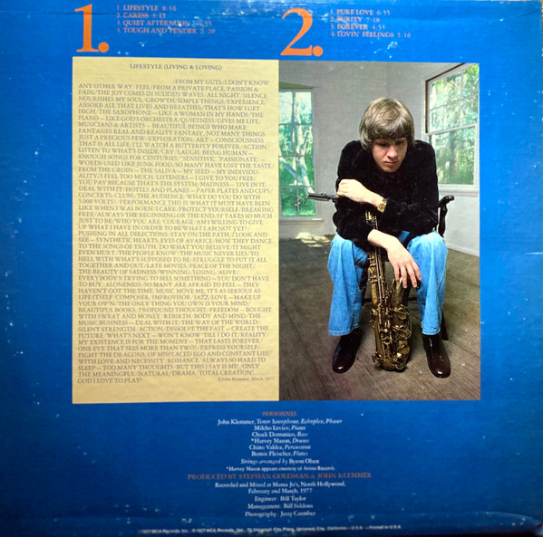 John Klemmer - Lifestyle (Living And Loving) (LP, Album, RE) (Very Good Plus (VG+)) - Image 2