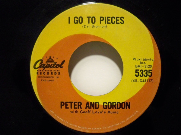 Peter & Gordon With Geoff Love - Love Me, Baby / I Go To Pieces (7", Single) (Near Mint (NM or M-)) - Image 2