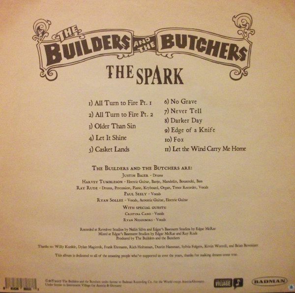 The Builders And The Butchers - The Spark (LP, Album) (Very Good Plus (VG+)) - Image 2