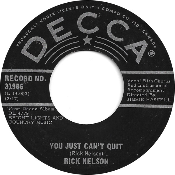 Ricky Nelson (2) - Louisiana Man / You Just Can't Quit (7", Single) (Near Mint (NM or M-)) - Image 2
