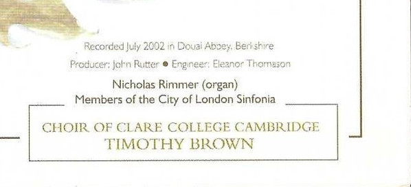 John Rutter – The Choir Of Clare College, Timothy Brown (3) - Requiem And Other Sacred Music (CD, Album) (Near Mint (NM or M-)) - Image 4