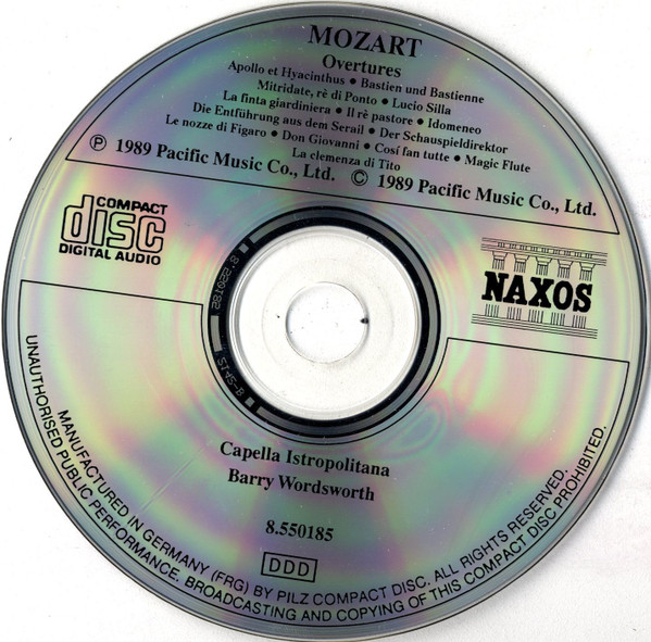 Wolfgang Amadeus Mozart - Capella Istropolitana, Barry Wordsworth - Overtures (CD, Album) (Near Mint (NM or M-)) - Image 3
