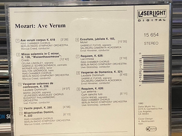 Wolfgang Amadeus Mozart - Ave Verum (CD, Comp) (Near Mint (NM or M-)) - Image 2